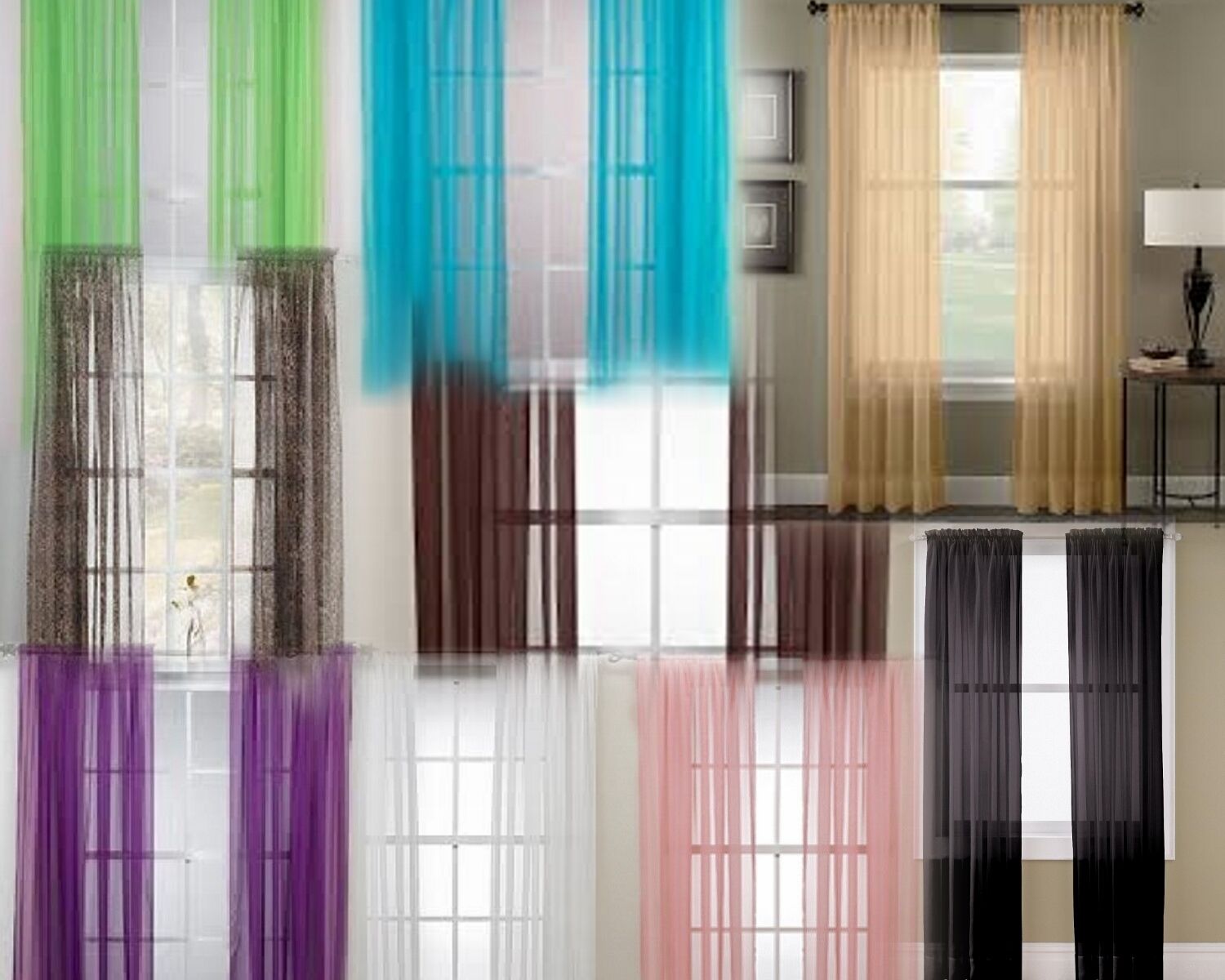 2 Panels Voile Sheer Fabric Elegant Window Curtain Drape Use Many Styles 52"x84"