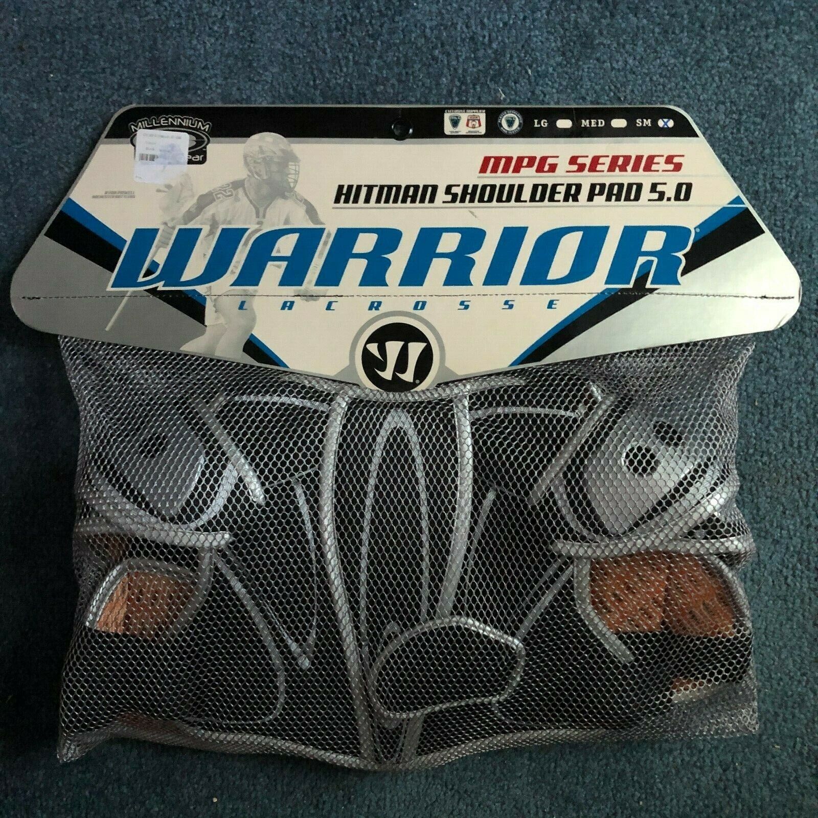 Warrior Lacrosse Mpg Black/silver Hitman 5.0 Shoulder Pads Size Youth S - New