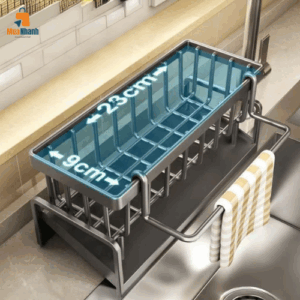 Kệ để đồ rửa chén có khay thoát nước tự động Giá để đồ rửa bát chất liệu thép không gỉ - Hình ảnh 3